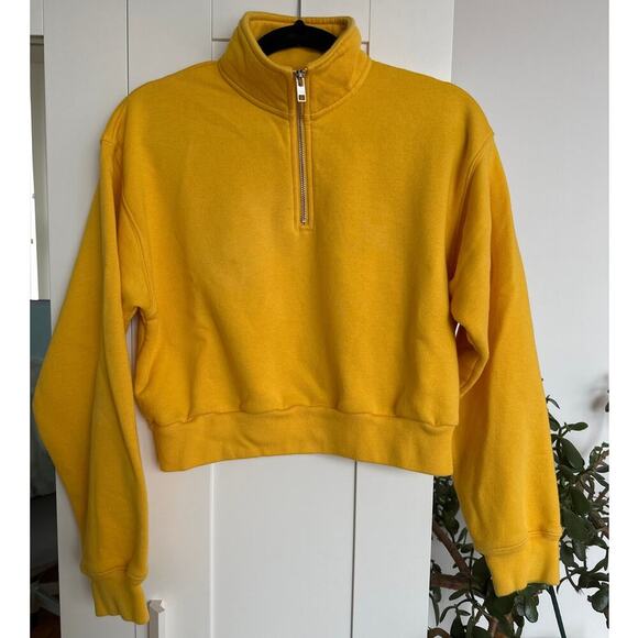 Aritzia TNA 1/4-Zip Pullover French Terry Yellow Sweatshirt, Size M - Picture 1 of 4